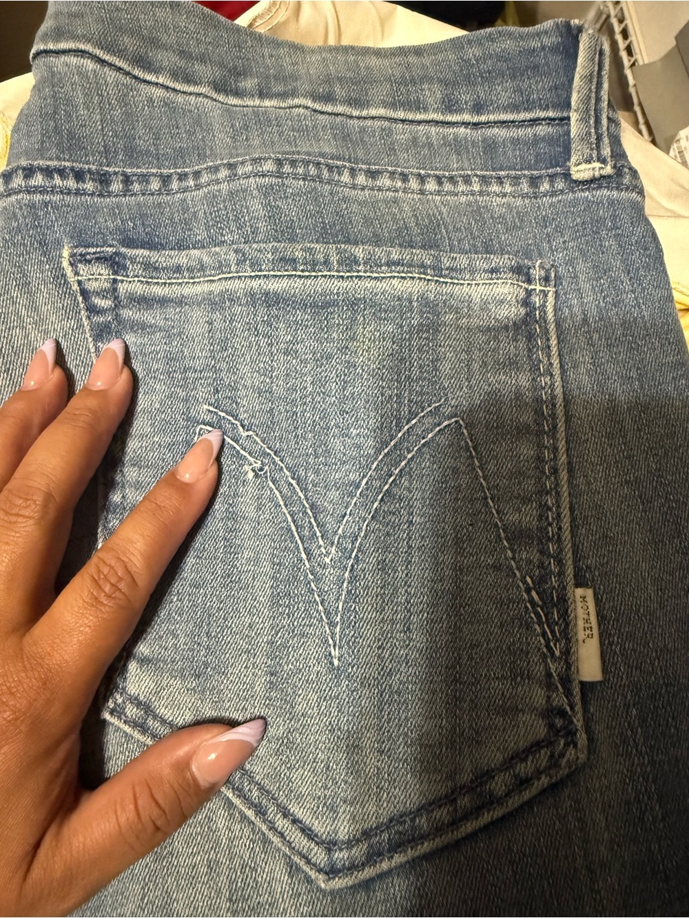 MOTHER Light Blue Skinny Denim Jeans with Signature Back Pocket